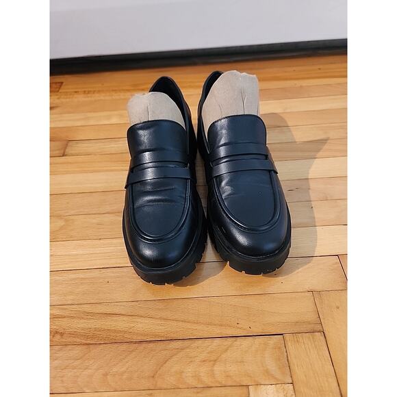 Esprit Vintage Black 90s Loafers Chunky Y2K Slip-On Women's Size 7.5 - Picture 2 of 7